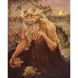 Pan with Lute by Vladimir Shkurkin, oil on board, sold Jul 2023