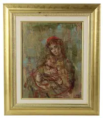 mother and child by Edna Hibel, oil on board, sold May 2026
