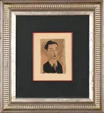 Portrait of a Man by Pieter van der Westhuizen, ink and watercolour on paper, sold May 2025