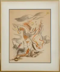Cavalier by André Masson, 1933, Lithograph in Colors, sold Jan 2025