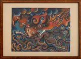 Surrealist Composition by Arnulfo Mendoza, Gouache on Paper, sold Jan 2025