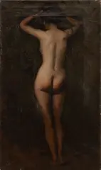 Standing Nude Woman by Harvey Emrich, circa 1910, Oil on Canvas, sold Jan 2025