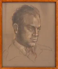 Larry Cries by Una Platts, Pastel on Toned Paper, sold Jan 2025