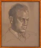 Larry Cries by Una Platts, Pastel on Toned Paper, sold Jan 2025