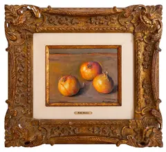 Still Life Scene of Onions by Robert Brackman, Oil on Board, sold Jan 2025
