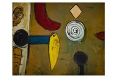 Untitled by Alan Davie, oil on board, offered Dec 2022