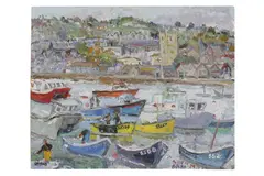 Untitled by Linda Weir, oil on board, offered Dec 2022