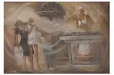 Untitled by Mohamed Shaker, oil on board, offered Nov 2022
