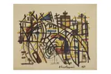 GHARBAOUI (MOROCCAN 1930-1971) Untitled signed and dated Gharbaroui 1967 (lower right) oil on paper, unframed 50 x 64.5 cm (19 1/2 x 25 1/3 in) by Jilali Gharbaoui, oil on paper, offered Nov 2022