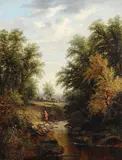 Picking blackberriesOil on canvasSigned (lower right)92 x 71cm (36 x 27¾ in.) by William Mellor, oil, sold May 2021