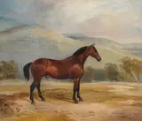 Horses in a landscapeOil on canvas, a pairBoth signed and dated 1835 (lower left)Each 30 x 36cm (11¾ x 14 in.) (2)Condition Report: Black & White: Relined by Francis Calcraft Turner, 1835, oil, sold May 2021