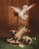 Wie du mir by Johann Hartung, Oil on panel, a pairBoth signed, sold May 2021