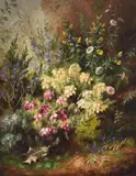 Heather and gorse on a mossy bankOil on canvasSigned and dated 1876 (lower right)24.5 x 19.5cm (9½ x 7½ in.) by Albert Durer Lucas, 1876, oil, sold May 2021