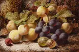 Still life with grapes and gooseberries by Oliver Clare, oil, sold May 2021