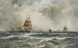 Shipping off the coastWatercolourSigned and dated IX95 (lower left)33 x 54cm (12 x 21¼ in.)Provenance:Berwick House, Shropshire by Thomas Bush Hardy, watercolor, sold May 2021