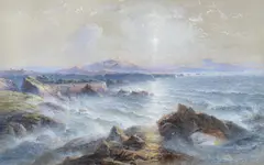 Bay near Biarritz by Percival Skelton, 1868, watercolor, sold May 2021