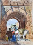 Spanish peasants under an arch by Henry Stanier, 1876, watercolor, sold May 2021