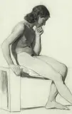 A seated young male nude by Alfred Emile Leopold Stevens, Charcoal and chalk, offered May 2021