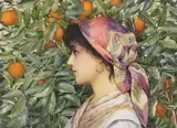 In an Orange Grove by Giovanni Barbaro, Watercolour, sold May 2021