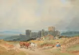 Manorbier Castle by William Leighton Leitch, 1875, watercolor, sold May 2021