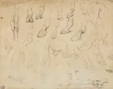Studies of horses hooves and hind legs by Théodore Géricault, watercolor, sold May 2021