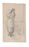 Standing female figureBlack crayon Signed (lower centre)26 x 15.5cm (10 x 6 in.)Unframed by Eugen von Blaas, drawing, offered May 2021