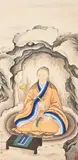 Seated scholar by Shen Zhenlin, ink and colour on paper, sold May 2021