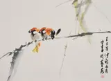 Birds by Chao Shao-an, ink and colour on paper, sold May 2021