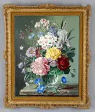 Still life of flowers in a glass vase by Robert Dumont-Smith, Oil on canvas, offered May 2021