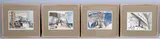 A set of four sketches of scenes aboard a sailing boat Pen by Claude Muncaster, Pen, ink and watercolour, sold May 2021