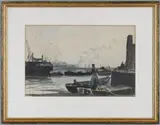 High Tide Pool of London, 1924" Watercolour Signed to paper- attached to reverse 20 x 31cm (7¾ x 12 in.) Provenance: From The Hon by Claude Muncaster, Watercolour, sold May 2021