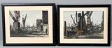 Cranes at Hayes Wharf and another Pen by Claude Muncaster, Pen, ink and watercolour, sold May 2021