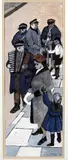 The street band Mixed media on paper Signed and dated '60 54 x 20cm (21¼ x 7¾ in.) Framed and glazed Provenance: From The Hon by E M O'Shea, Mixed media on paper, sold May 2021