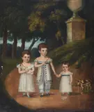 Portrait of a three children by S. Woodhouse, 1825, Oil on canvas, sold May 2021