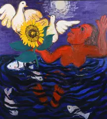 Surfacing by Eileen Cooper, 1988, oil, sold Mar 2021