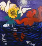 Surfacing by Eileen Cooper, 1988, oil, sold Mar 2021