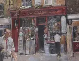 Outside the hardware store by Tom Coates, oil, sold Mar 2021