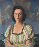 Portrait of Daphne, Marchioness of BathOil on canvasSigned and dated 1948 (lower right)76.5 x 63.5cm (30 x 25 in.) by Seán O'Sullivan, 1948, oil, sold Mar 2021