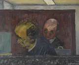 Men in pinstripesOil on canvas Signed and dated 58 (lower right)54 x 65cm (21¼ x 25½ in.)Condition Report: The canvas has not been relined by Joseph Czapski, oil, sold Mar 2021