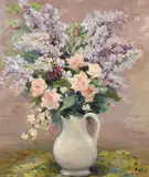 Roses et LilasOil on canvas Signed (lower right)65 x 54cm (25½ x 21¼ in.)Painted in 1970 by Marcel Dyf, 1970, oil, sold Mar 2021