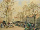 Scène de marché by Paul Émile Lecomte, oil, sold Mar 2021
