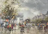Arc de Triomphe by Antoine Blanchard, oil, sold Mar 2021