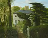 Surrey Cottages by John Shelley, 1981, oil, sold Mar 2021