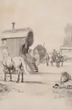Gypsy encampment by Edward Seago, oil, sold Mar 2021