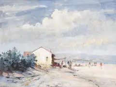 The Beach at Torremolinos by Edward Seago, Oil on board, sold Mar 2021