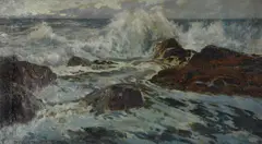 The fringe of foamOil on canvas46 x 81.5cm (18 x 32 in.)Condition Report: The canvas is not relined by Julius Olsson, oil, offered Mar 2021