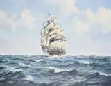 Tea clipper at sea Oil on canvas Signed (lower right)71.5 x 91.5cm (28 x 36 in.) by Roland Davies, Oil on canvas, sold Mar 2021