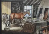 The SmithyOil on boardSigned (lower left)46.5 x 64cm (18¼ x 25 in.)Together with an unframed pencil sketch of riders on canvas by the same hand by Ronald Embleton, pencil, offered Mar 2021