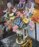Summer Flowers in a Staffordshire JugOil on canvas Signed and dated 91 (lower left)60.5 x 50.5cm (23¾ x 19¾ in.)Exhibited:Harrogate & London, Duncalfe Galleries by Katharine Church, oil, sold Mar 2021