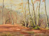 Trees at EppingOil on canvas-boardSigned (lower left)29 x 39cm (11¼ x 15¼ in.)Painted in 1980.Provenance:The Collection of Walter Steggles (1908-1997) by Lilian Hawthorn, 1980, oil, sold Mar 2021